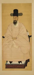 Retrato de un erudito-oficial con túnica rosa, siglo XIX